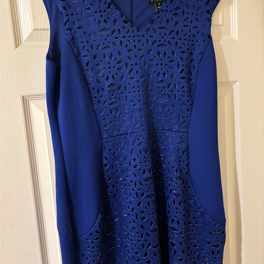 Enfocus Studio Royal Blue Laser Cut Dress Size 14